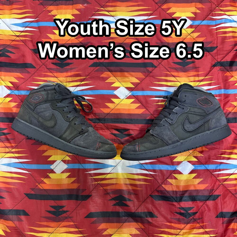 Jordan 1 Mid SE Craft GS Dark Smoke Red Gray FQ7742-001 Youth Sz 5Y Women’s 6.5